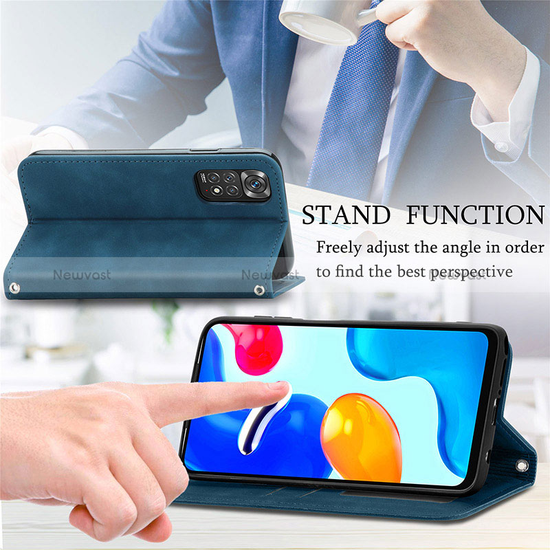 Leather Case Stands Flip Cover Holder S04D for Xiaomi Redmi Note 11S 4G