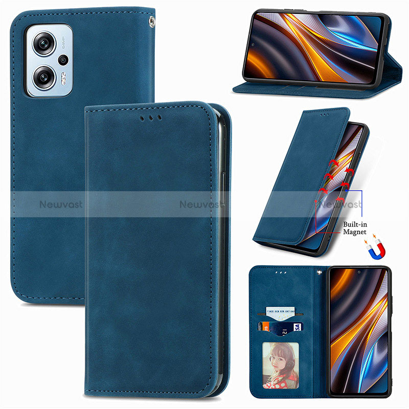 Leather Case Stands Flip Cover Holder S04D for Xiaomi Redmi Note 11T Pro+ Plus 5G