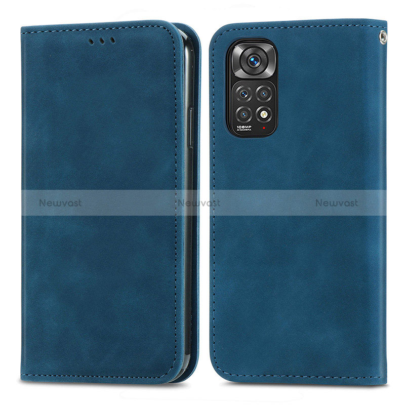 Leather Case Stands Flip Cover Holder S04D for Xiaomi Redmi Note 12 Pro 4G Blue