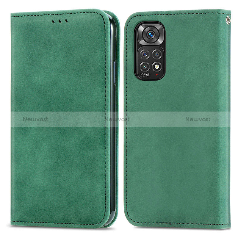 Leather Case Stands Flip Cover Holder S04D for Xiaomi Redmi Note 12 Pro 4G Green