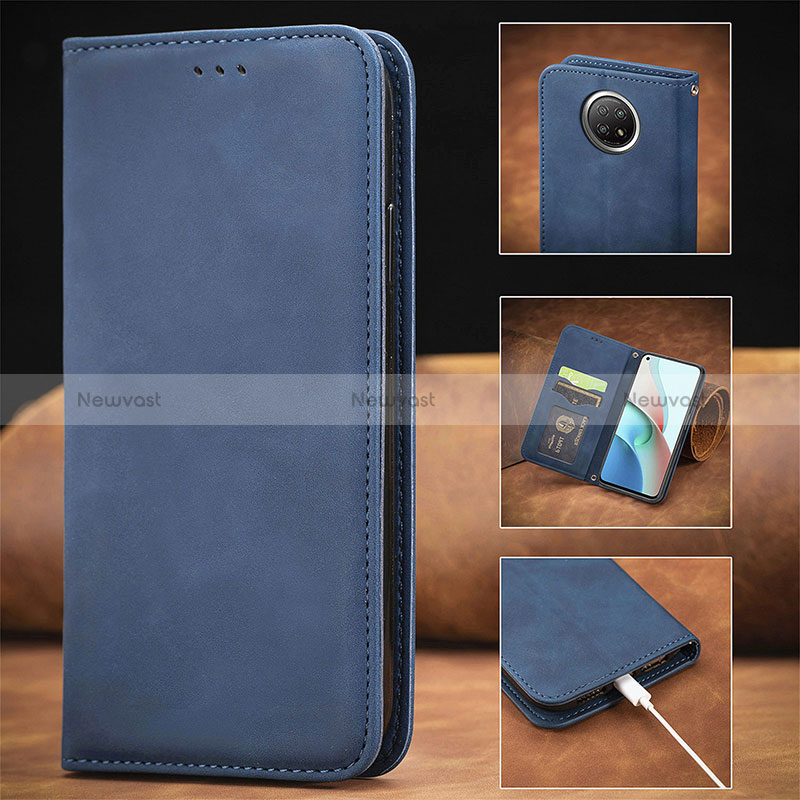 Leather Case Stands Flip Cover Holder S04D for Xiaomi Redmi Note 9 5G