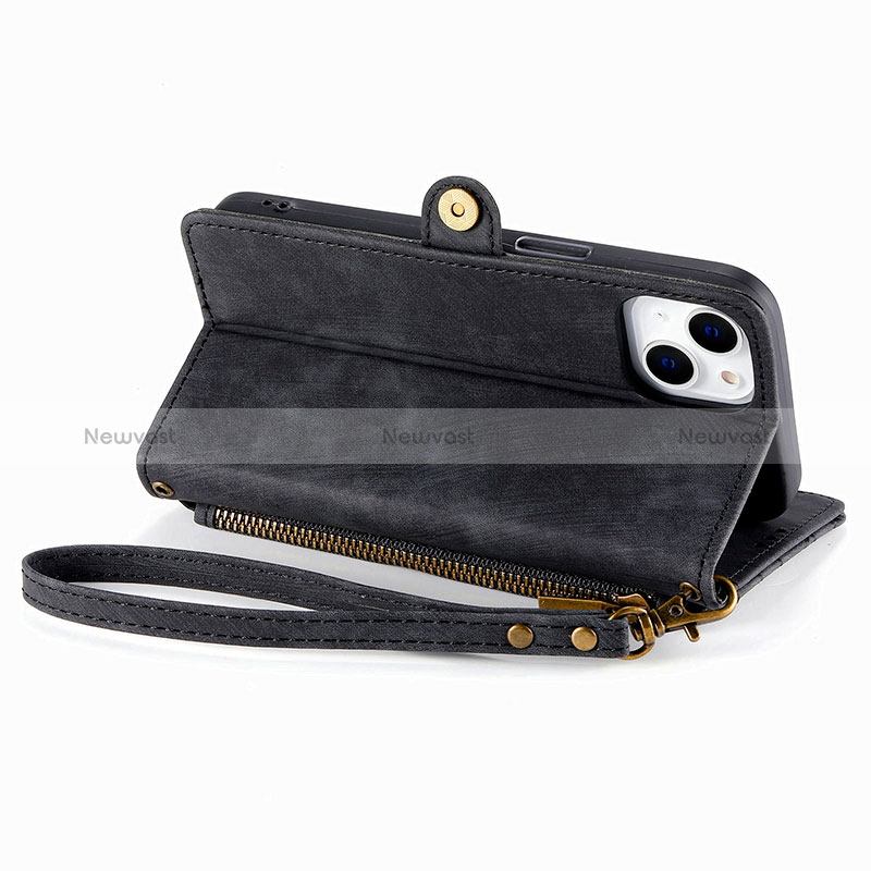 Leather Case Stands Flip Cover Holder S05D for Apple iPhone 14 Plus