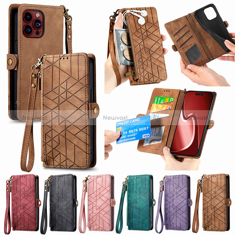 Leather Case Stands Flip Cover Holder S05D for Apple iPhone 14 Pro