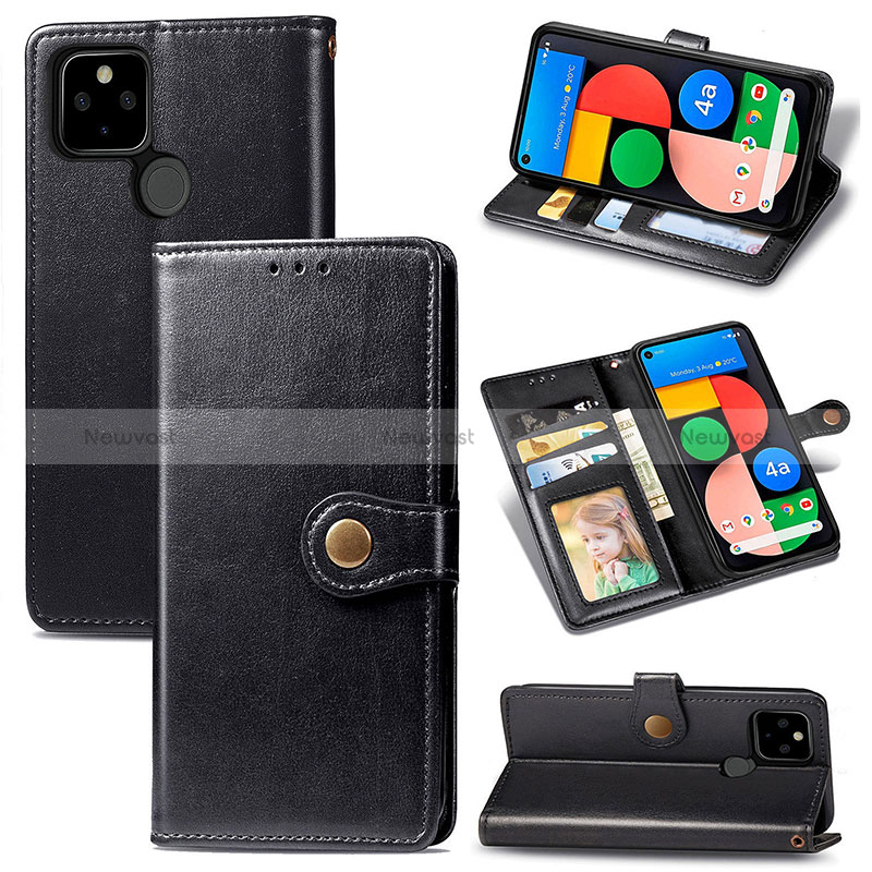 Leather Case Stands Flip Cover Holder S05D for Google Pixel 4a 5G