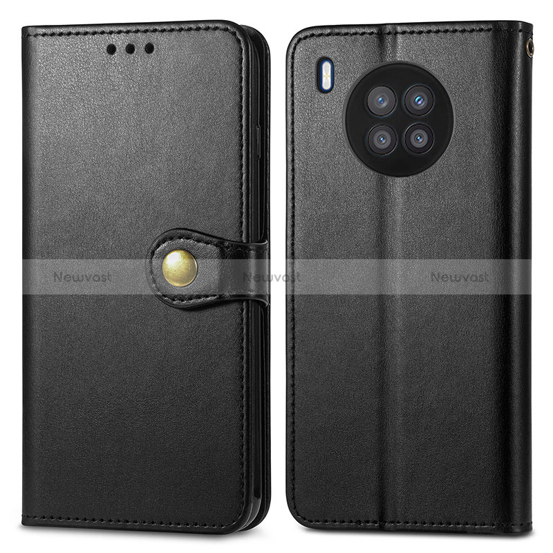 Leather Case Stands Flip Cover Holder S05D for Huawei Honor 50 Lite Black