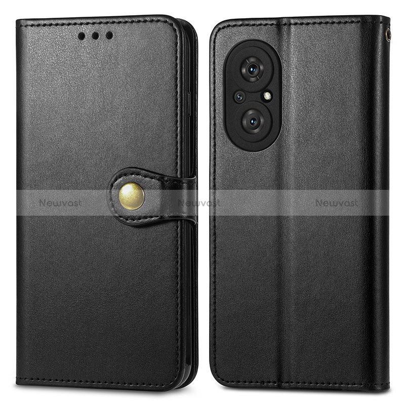 Leather Case Stands Flip Cover Holder S05D for Huawei Honor 50 SE 5G Black