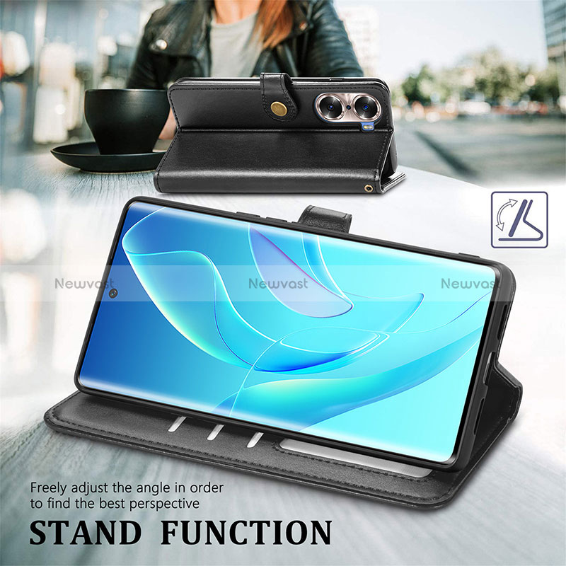 Leather Case Stands Flip Cover Holder S05D for Huawei Honor 60 Pro 5G