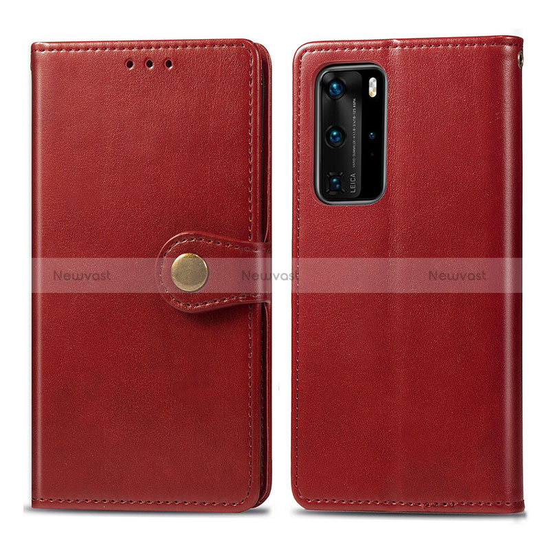 Leather Case Stands Flip Cover Holder S05D for Huawei P40 Pro Red