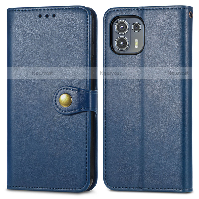 Leather Case Stands Flip Cover Holder S05D for Motorola Moto Edge 20 Lite 5G Blue