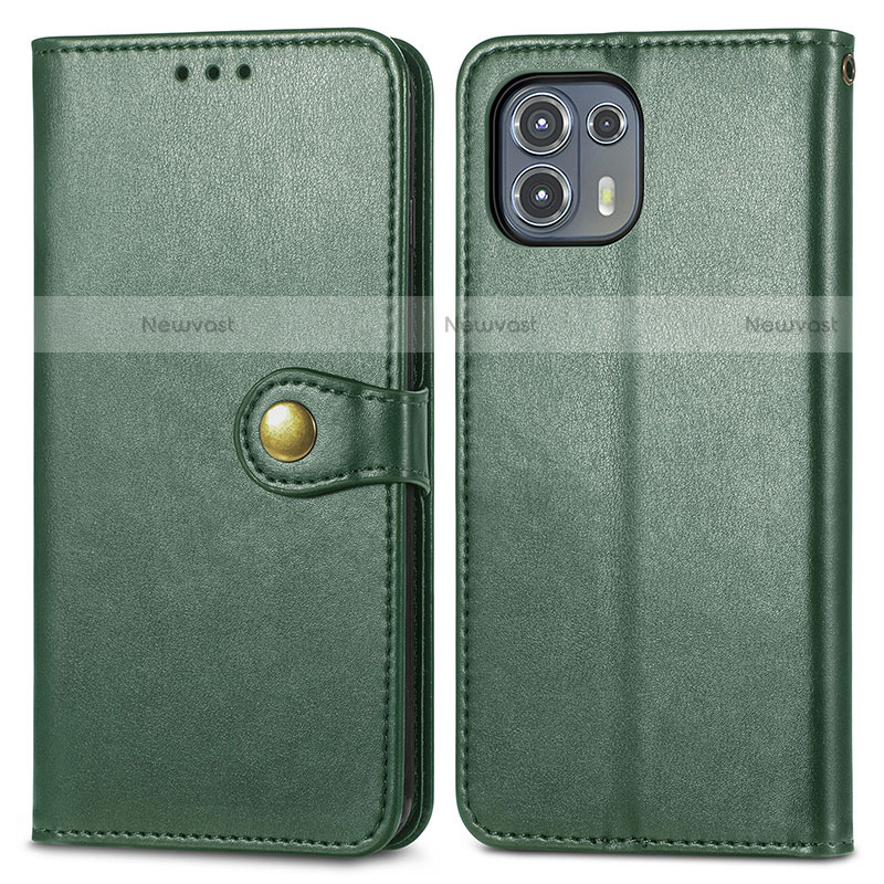 Leather Case Stands Flip Cover Holder S05D for Motorola Moto Edge 20 Lite 5G Green