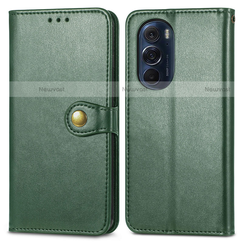 Leather Case Stands Flip Cover Holder S05D for Motorola Moto Edge 30 Pro 5G Green