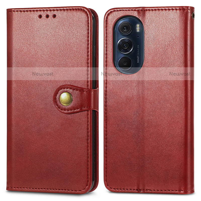 Leather Case Stands Flip Cover Holder S05D for Motorola Moto Edge X30 5G Red