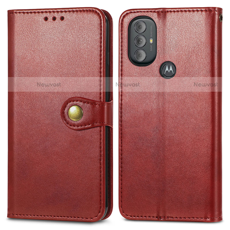 Leather Case Stands Flip Cover Holder S05D for Motorola Moto G Power (2022) Red