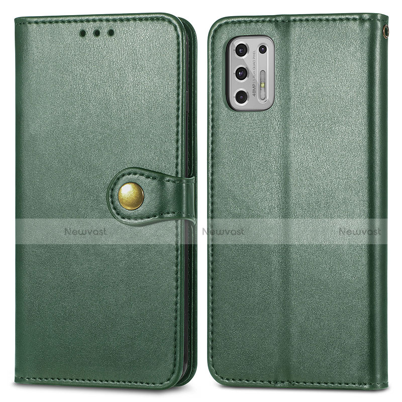 Leather Case Stands Flip Cover Holder S05D for Motorola Moto G Stylus (2021) Green