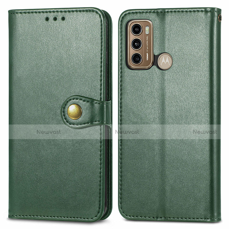 Leather Case Stands Flip Cover Holder S05D for Motorola Moto G40 Fusion Green