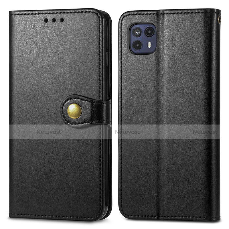 Leather Case Stands Flip Cover Holder S05D for Motorola Moto G50 5G Black