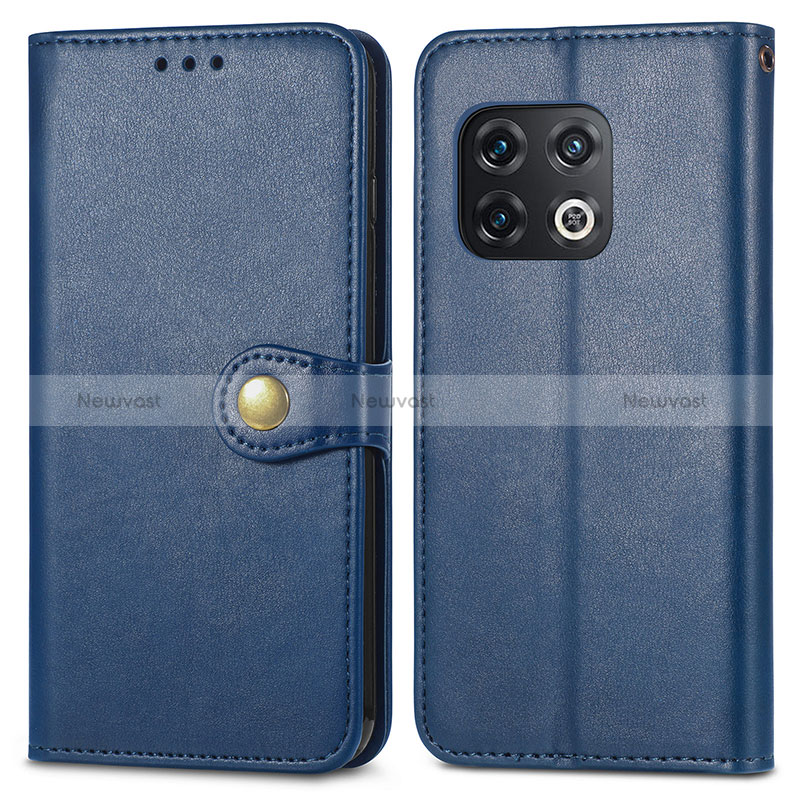 Leather Case Stands Flip Cover Holder S05D for OnePlus 10 Pro 5G Blue