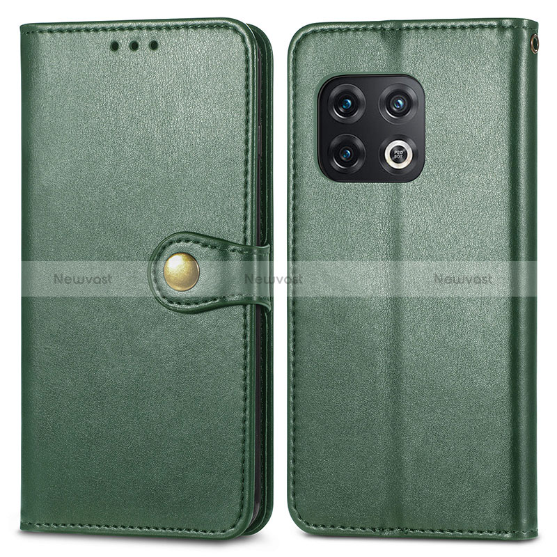 Leather Case Stands Flip Cover Holder S05D for OnePlus 10 Pro 5G Green