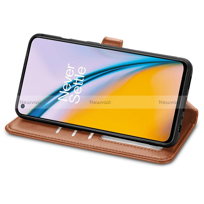 Leather Case Stands Flip Cover Holder S05D for OnePlus Nord 2 5G