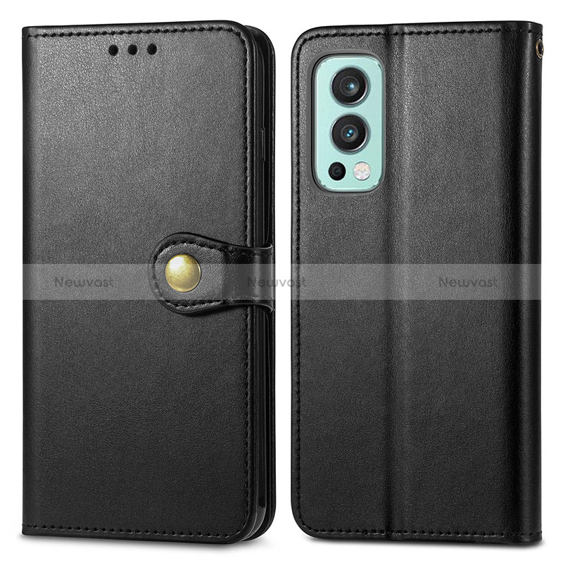 Leather Case Stands Flip Cover Holder S05D for OnePlus Nord 2 5G Black