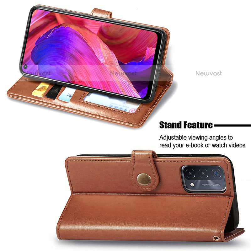 Leather Case Stands Flip Cover Holder S05D for OnePlus Nord N200 5G