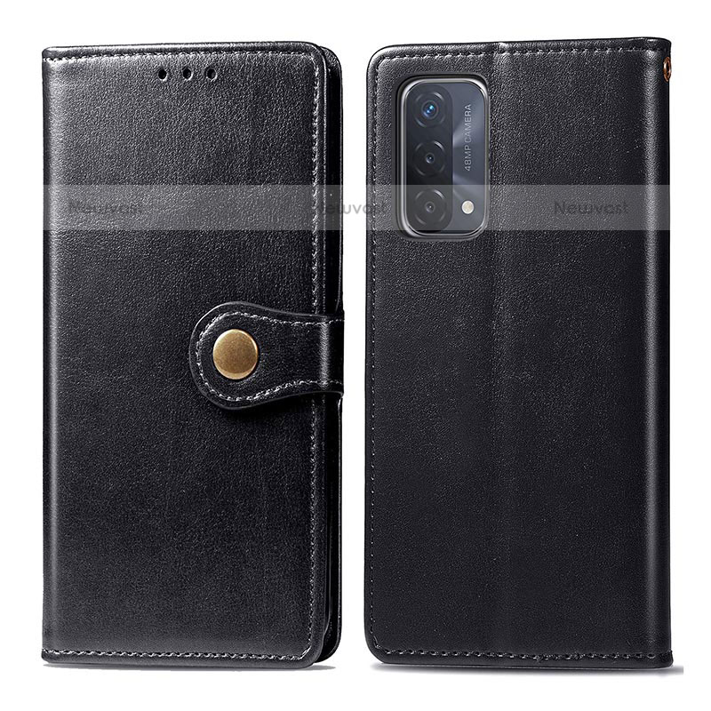 Leather Case Stands Flip Cover Holder S05D for OnePlus Nord N200 5G Black