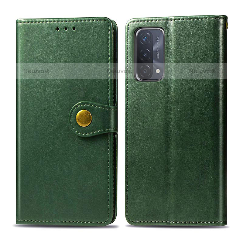 Leather Case Stands Flip Cover Holder S05D for OnePlus Nord N200 5G Green