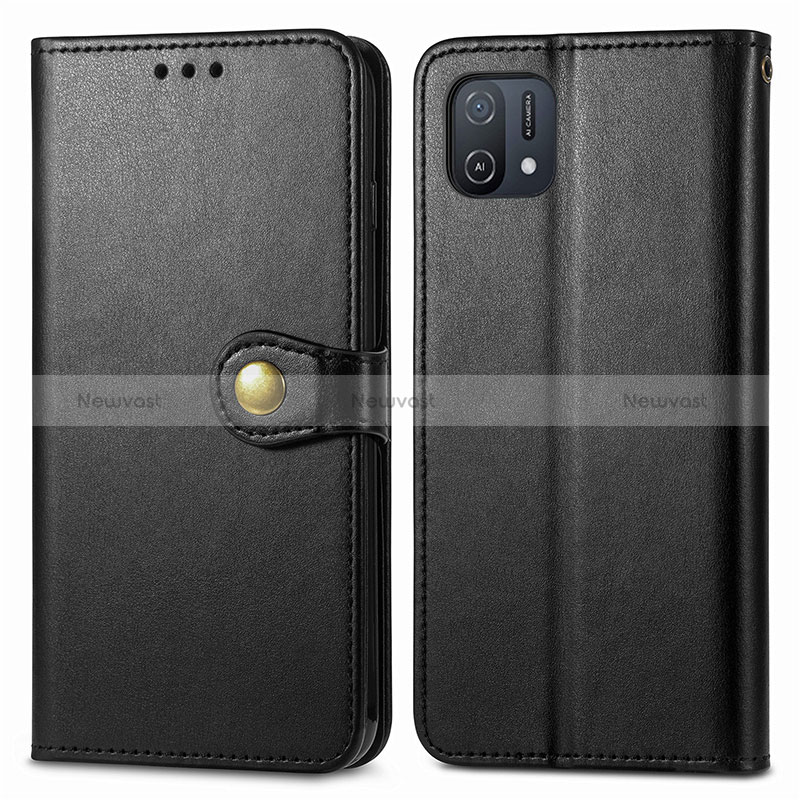 Leather Case Stands Flip Cover Holder S05D for Oppo A16e Black