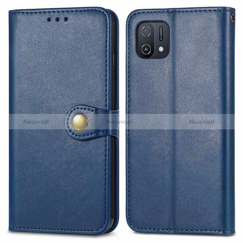 Leather Case Stands Flip Cover Holder S05D for Oppo A16K Blue