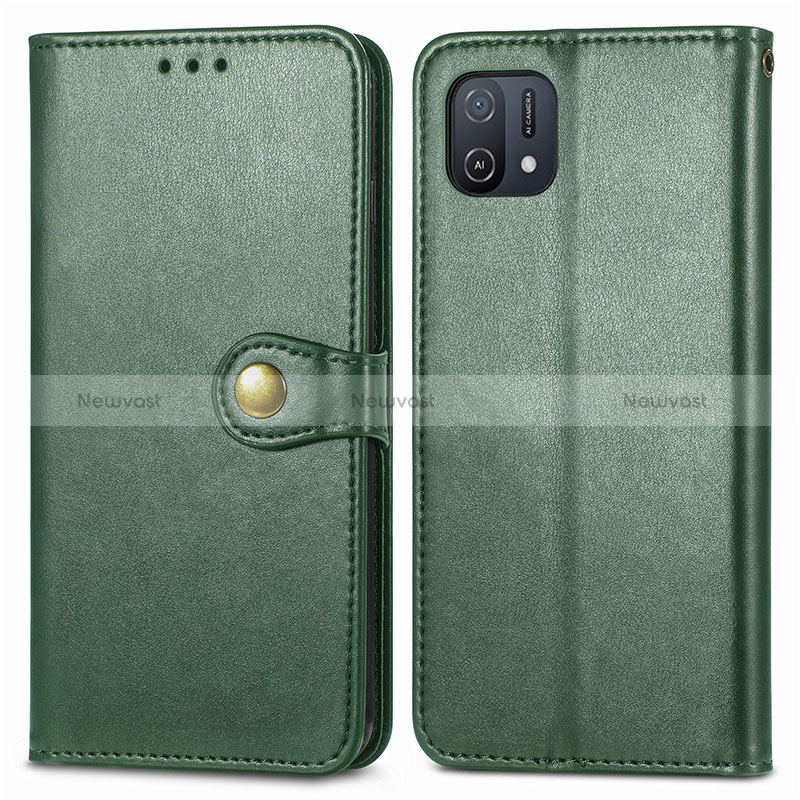 Leather Case Stands Flip Cover Holder S05D for Oppo A16K Green