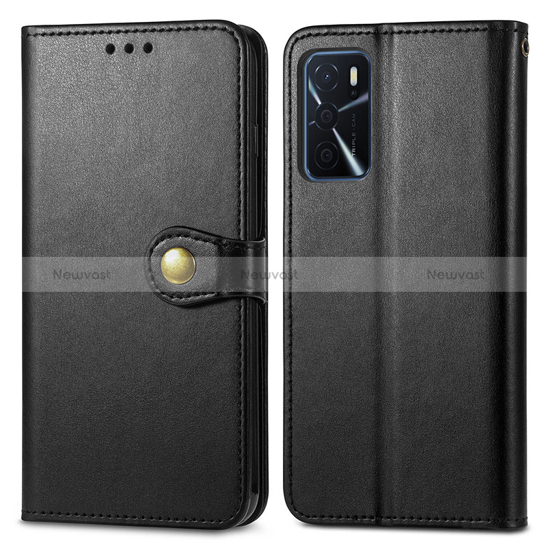 Leather Case Stands Flip Cover Holder S05D for Oppo A54s Black