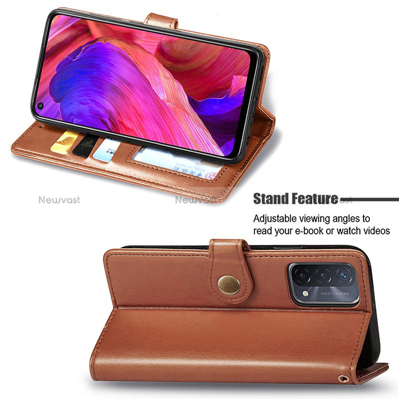 Leather Case Stands Flip Cover Holder S05D for Oppo A74 5G