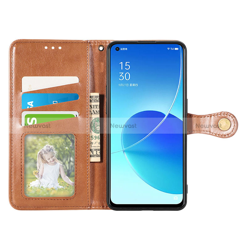 Leather Case Stands Flip Cover Holder S05D for Oppo Reno6 5G