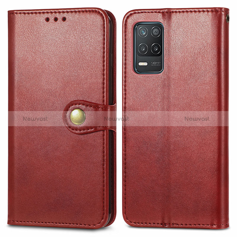 Leather Case Stands Flip Cover Holder S05D for Realme 8 5G Red