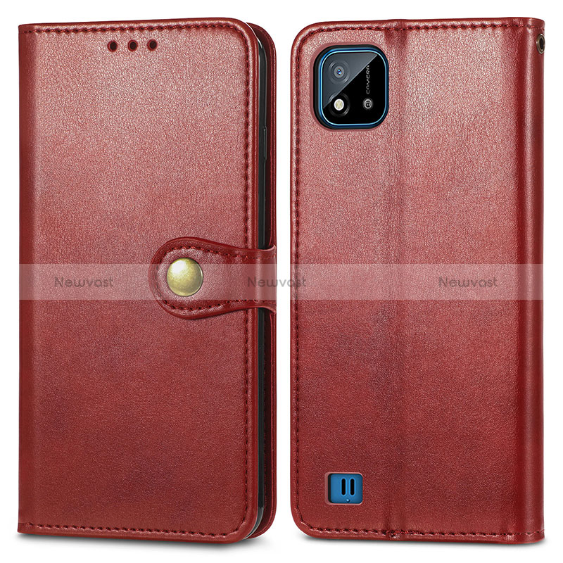 Leather Case Stands Flip Cover Holder S05D for Realme C11 (2021) Red