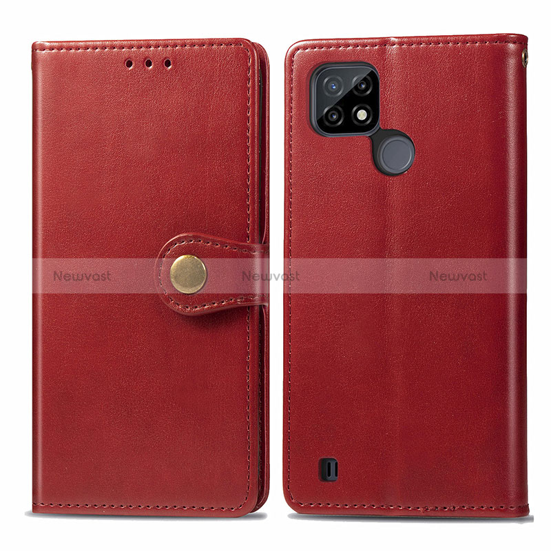 Leather Case Stands Flip Cover Holder S05D for Realme C21 Red