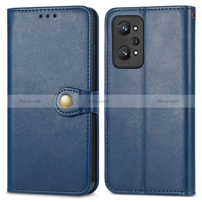 Leather Case Stands Flip Cover Holder S05D for Realme GT Neo 3T 5G Blue