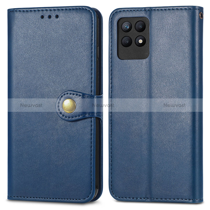 Leather Case Stands Flip Cover Holder S05D for Realme Narzo 50 4G Blue