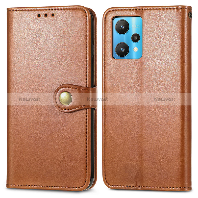 Leather Case Stands Flip Cover Holder S05D for Realme Narzo 50 Pro 5G Brown