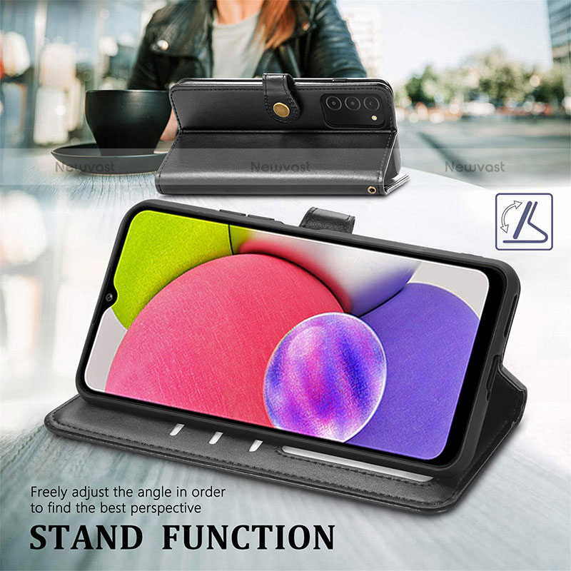 Leather Case Stands Flip Cover Holder S05D for Samsung Galaxy A02s