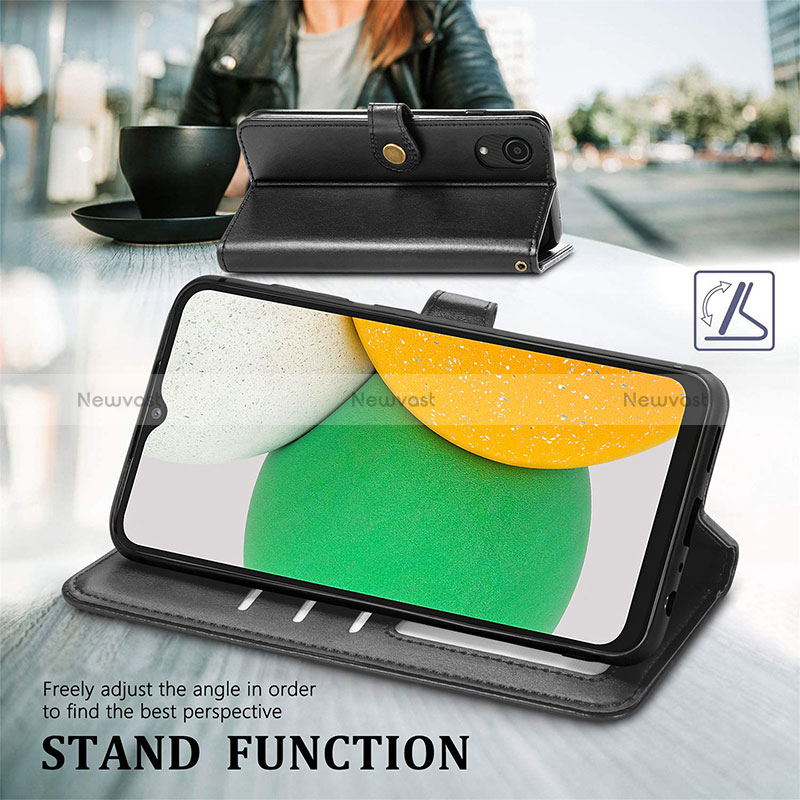 Leather Case Stands Flip Cover Holder S05D for Samsung Galaxy A03 Core