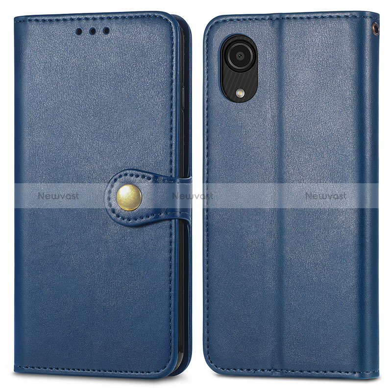 Leather Case Stands Flip Cover Holder S05D for Samsung Galaxy A03 Core Blue