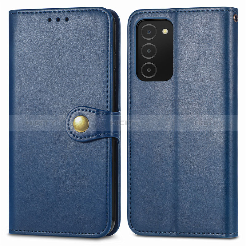 Leather Case Stands Flip Cover Holder S05D for Samsung Galaxy A03s Blue