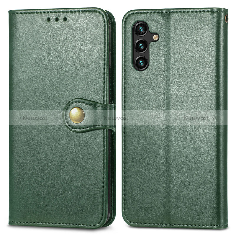 Leather Case Stands Flip Cover Holder S05D for Samsung Galaxy A04s Green