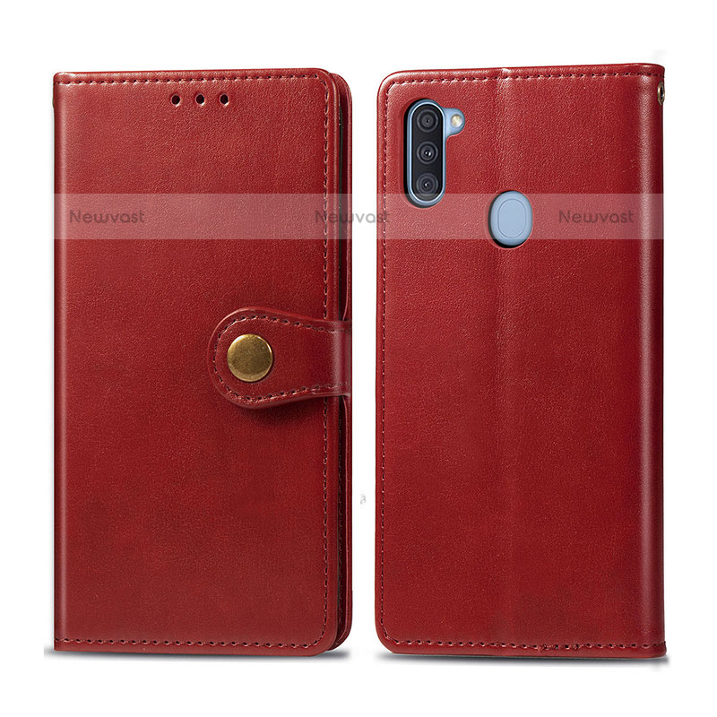 Leather Case Stands Flip Cover Holder S05D for Samsung Galaxy A11 Red