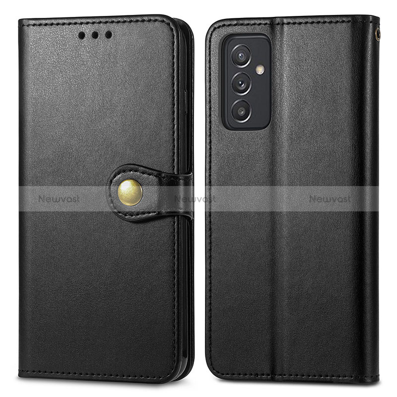 Leather Case Stands Flip Cover Holder S05D for Samsung Galaxy A15 LTE Black