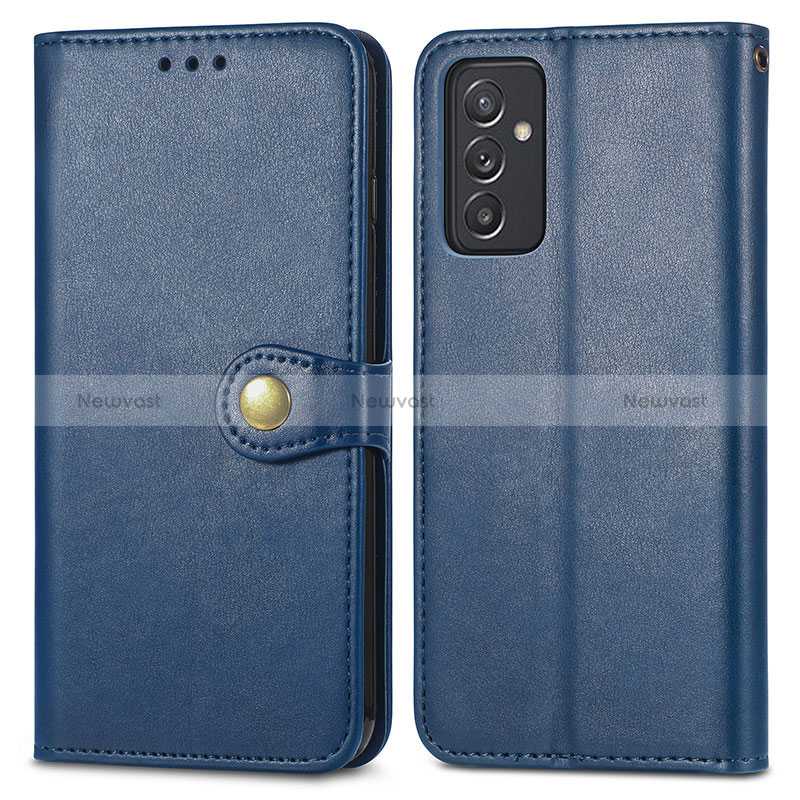 Leather Case Stands Flip Cover Holder S05D for Samsung Galaxy A15 LTE Blue