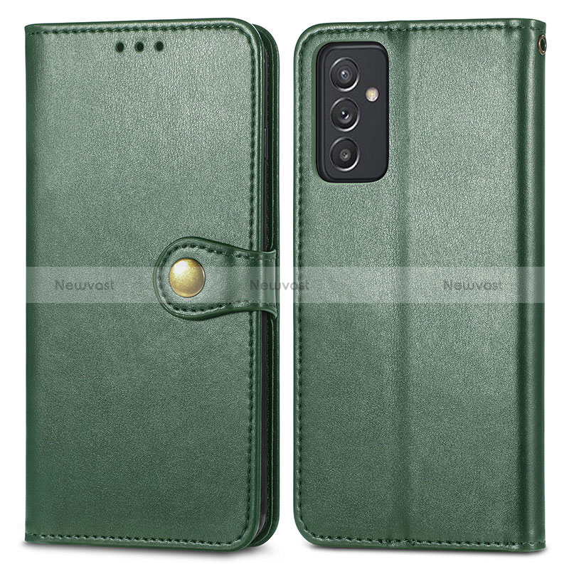 Leather Case Stands Flip Cover Holder S05D for Samsung Galaxy A15 LTE Green