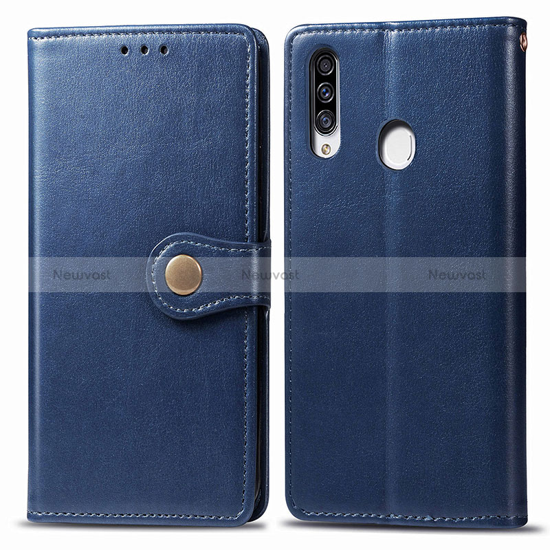 Leather Case Stands Flip Cover Holder S05D for Samsung Galaxy A20s Blue