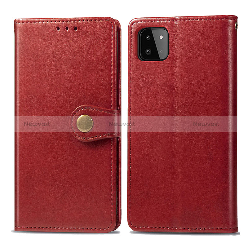 Leather Case Stands Flip Cover Holder S05D for Samsung Galaxy A22 5G Red